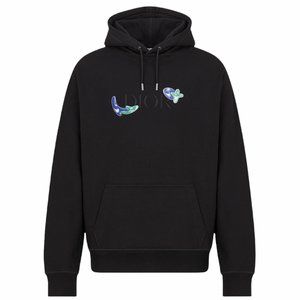 New Dior x Kenny Scharf Black Printed Logo Oversized Cotton Sweatshirt Hoodie